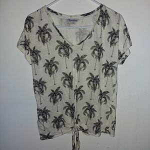 Tommy Bahamas | Toile Me Maybe Linen Tie-Front Top Palm Tree XS